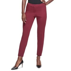 DKNY Pants Womens 10 Burgundy Skinny Leg Career Casual Ankle Stretch Trouser NWT